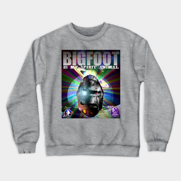 Bigfoot Is My Spirit Animal Cosmic Sasquatch Retro Sci-Fi Crewneck Sweatshirt by National Cryptid Society